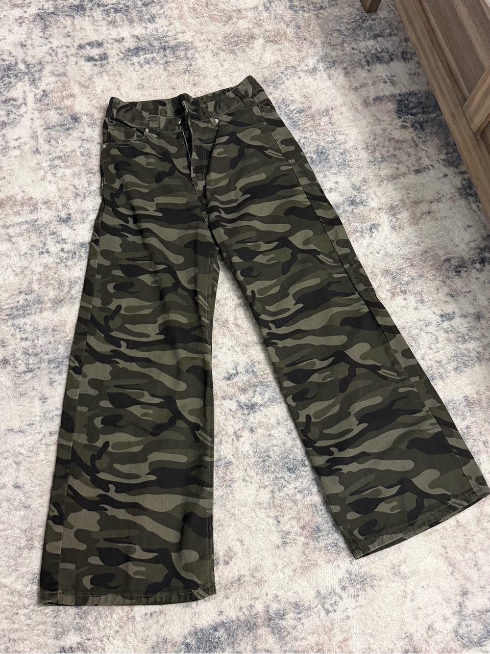 Cotton On Men's Camouflage Straight Jeans - Olive Green & Black
